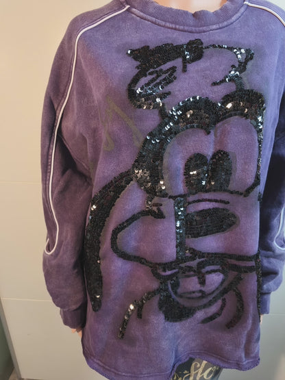 Dickes Sweatshirt Hund Motiv mit Pailletten bis Gr. 48 tragbar