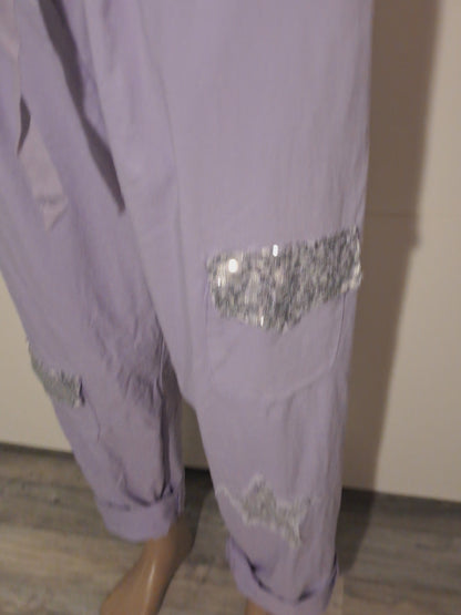 Stretch Hose mit vielen Taschen und Pailetten XXL