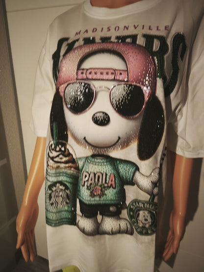 T-Shirt Paola Hund mit Strasssteinen bis Gr. 46 tragbar