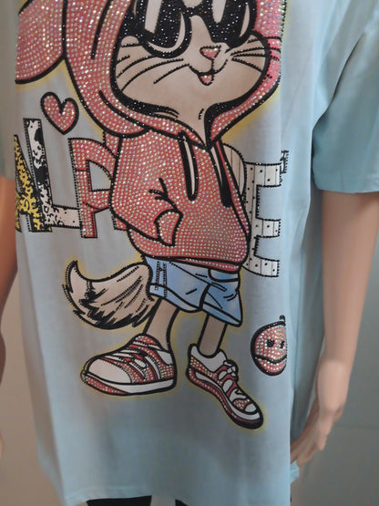 T-Shirt Hase mit Strass bis 44/46 tragbar