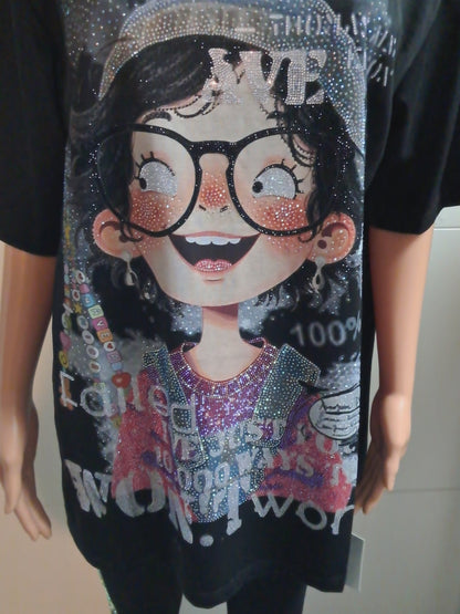 T-Shirt Mädchen mit Strass bis 42 tragbar