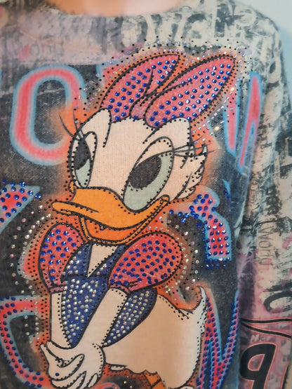 Dicker Strick Pullover mit Daisy Duck bis 44/46 tragbar