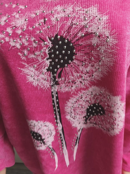 Feincord Pullover in Pink bis Gr. 44/46 tragbar