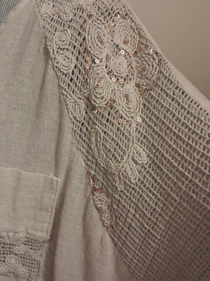 Traum Pailetten Netz T-Shirt bis 46/48 tragbar