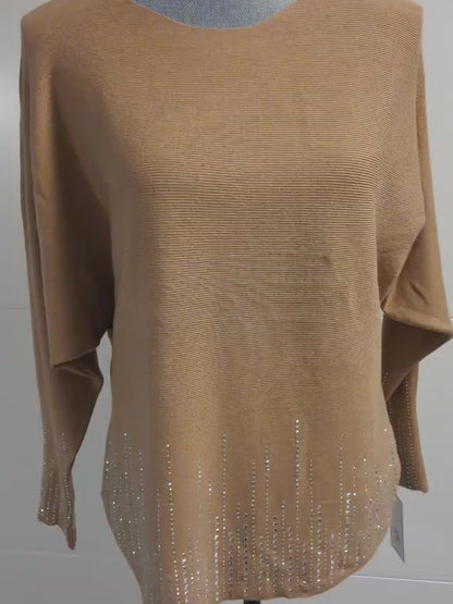 Feinstrick Pullover  mit Strasssteinen