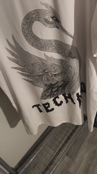 T-Shirt mit Strass Motiv und Schriftzug bis 46 tragbar