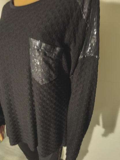 Feinstrick gemusterte Pullover mit Pailletten bis 44/46 tragbar