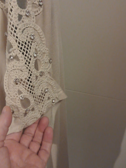 M&V T-Shirt mit Spitze und Strass bis 44/46 tragbar