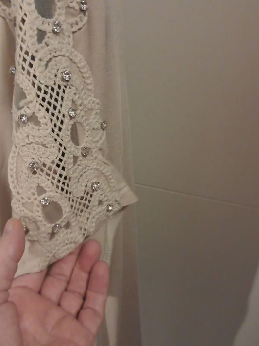 M&V T-Shirt mit Spitze und Strass bis 44/46 tragbar