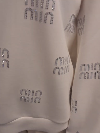 Sweatshirt mit Strass Schrift Druck