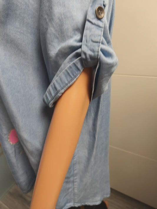 Leichtes Long Jeans Optik Hemd