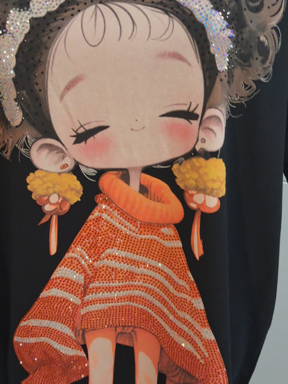 T-Shirt Mädchen mit Strass bis 44 tragbar